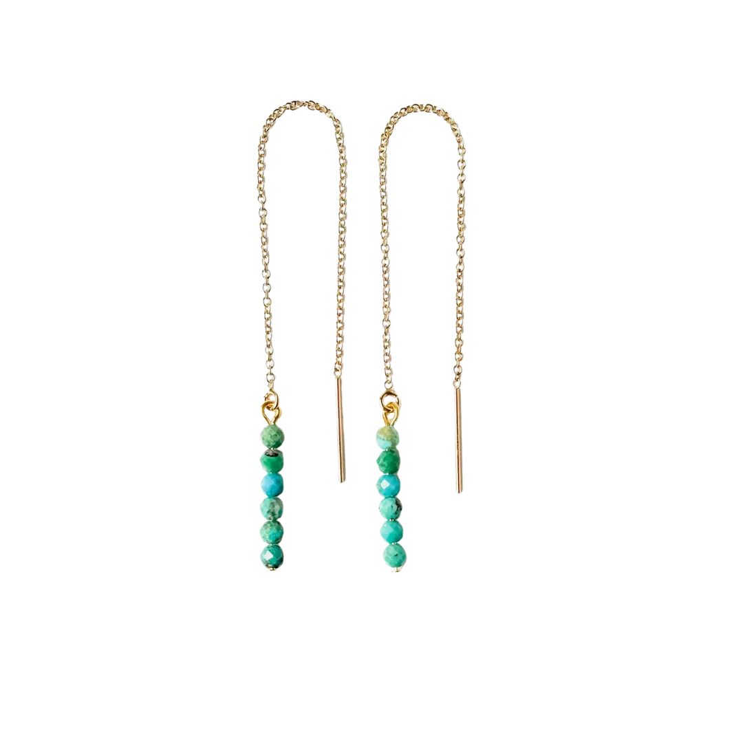 Delicate Gold Filled Authentic Turquoise Threader Earrings
