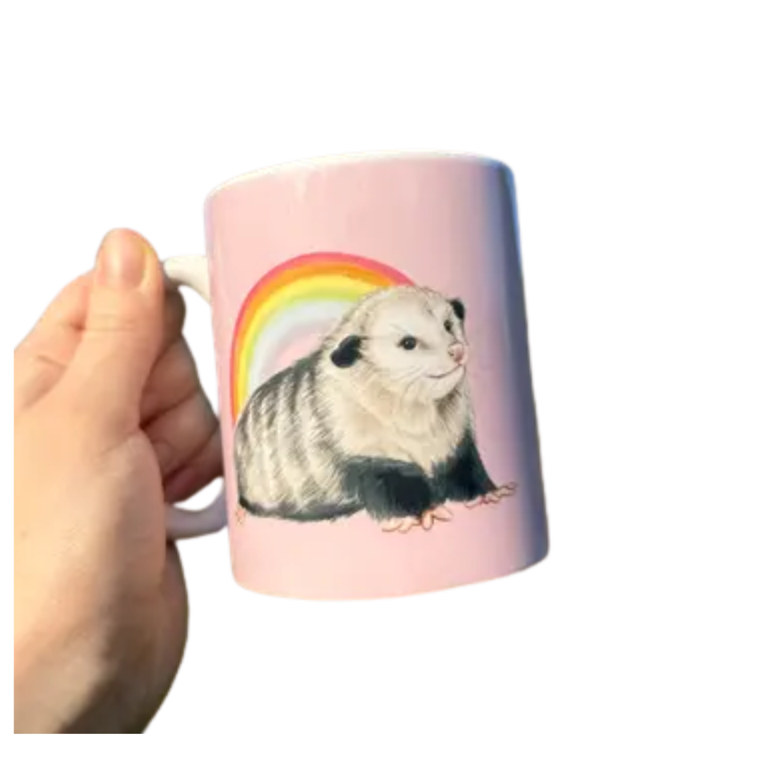 Happy the Opossum Rainbow Pride Mug