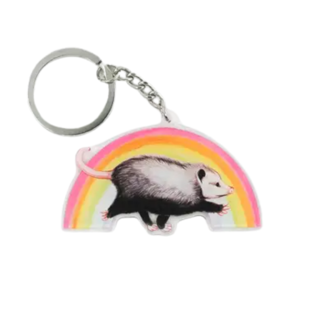 Rainbow Raz the Opossum Double-Sided Acrylic Keychain