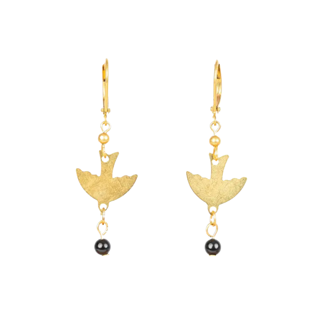 Bird & Stone Fruit Earrings - Black Onyx