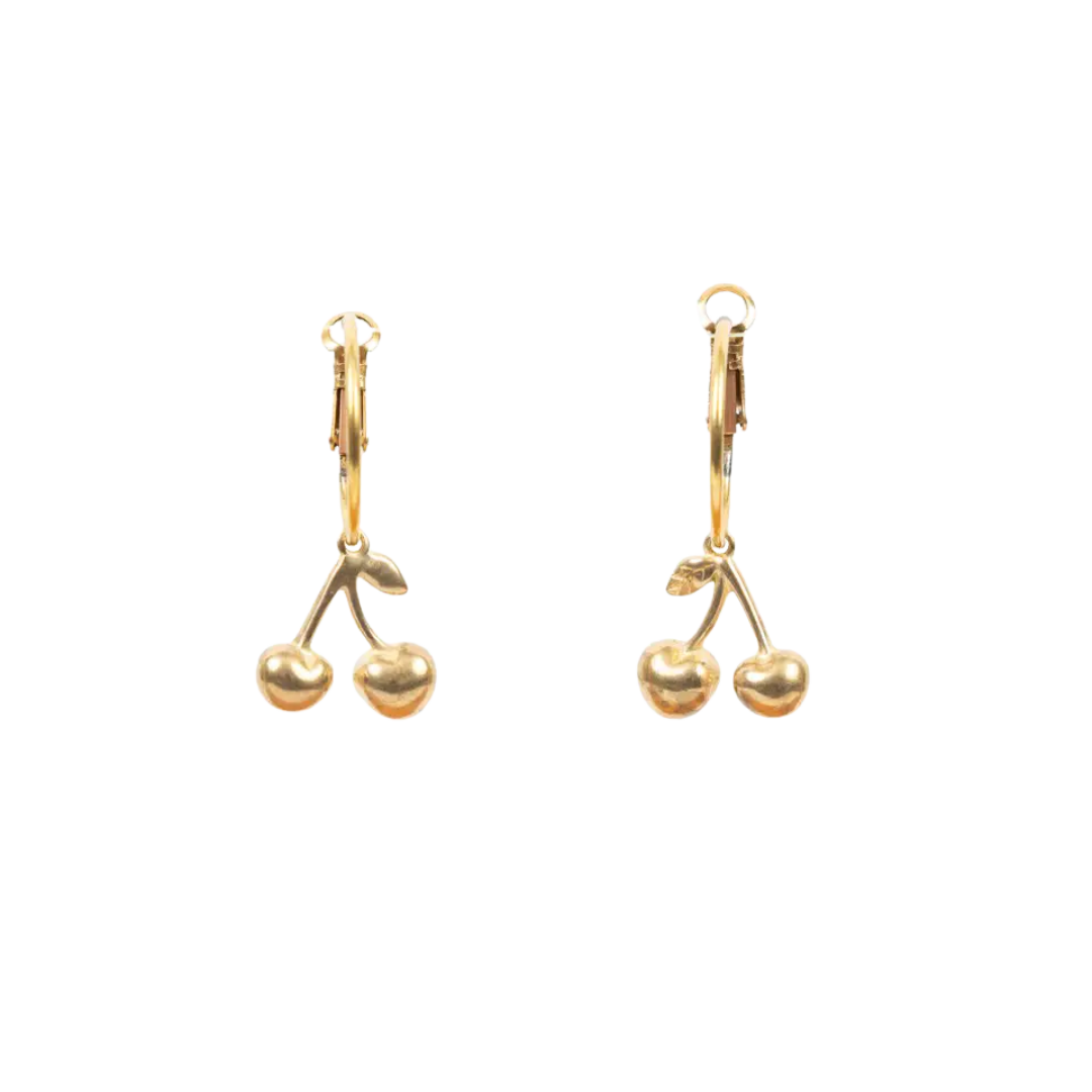 Cherry Charm Hoop Earrings