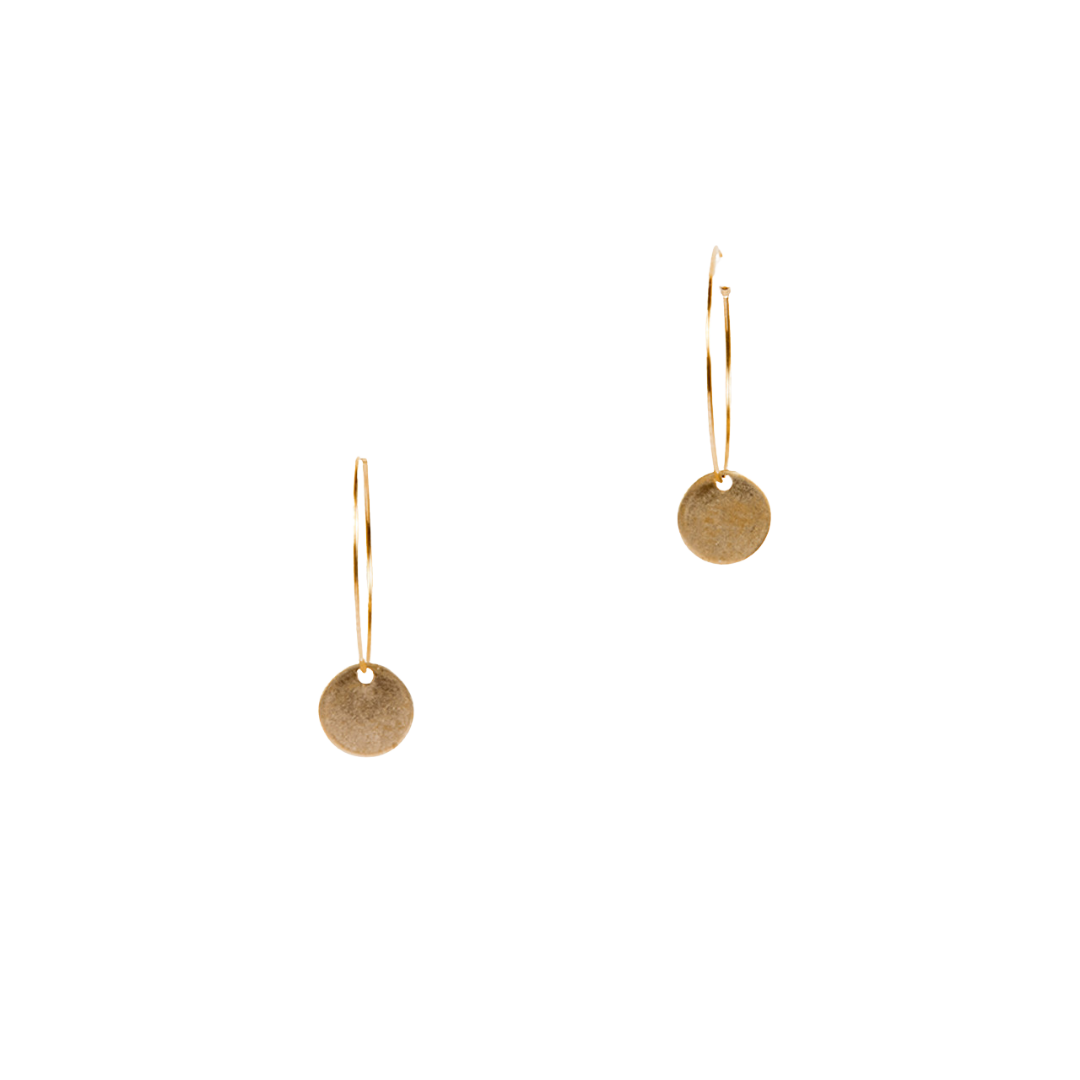 Hoop and Disc Earrings - Brass