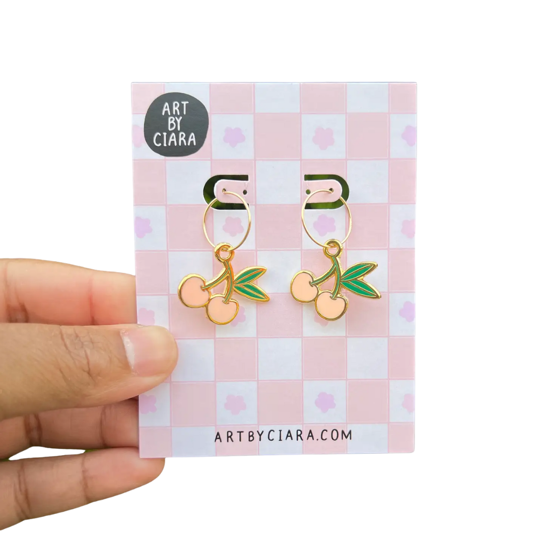 Gold Filled Cherry Hoop Earrings