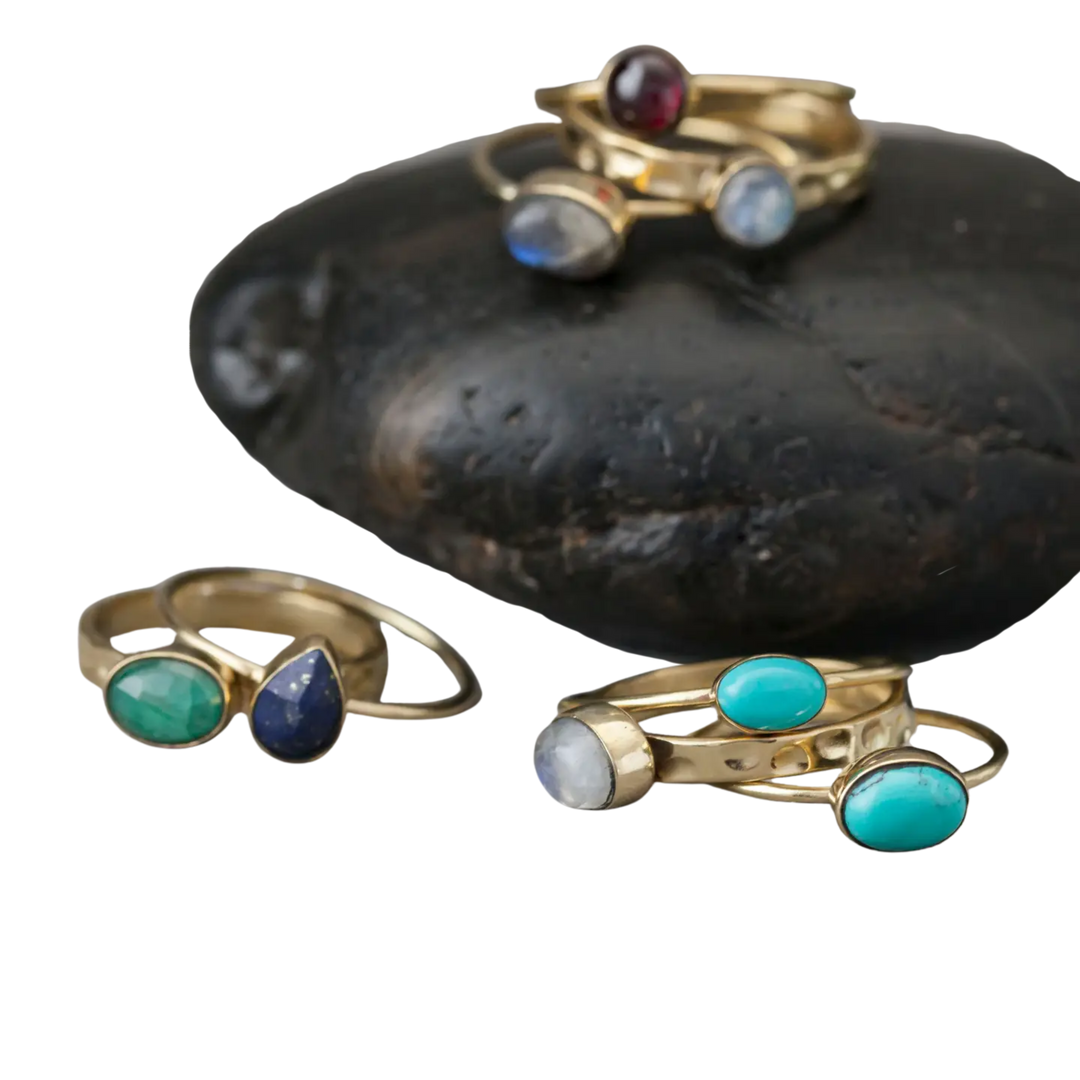 Brass Stone Stack Ring - Assorted