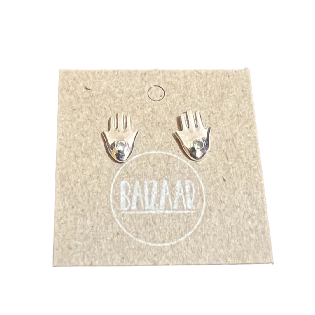 Sterling Silver Hamsa Stud Earrings