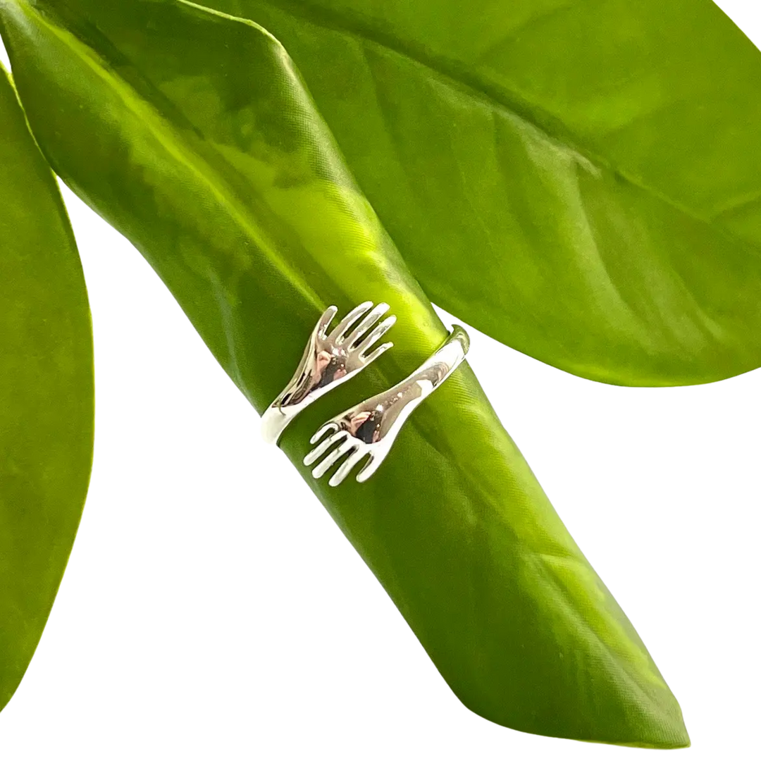 Sterling Silver Hugging Hands Ring