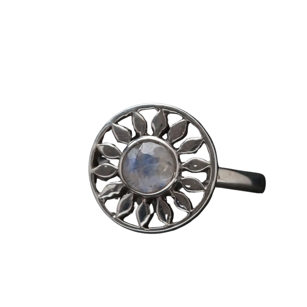 Sterling Silver Stone Sun Ray Ring