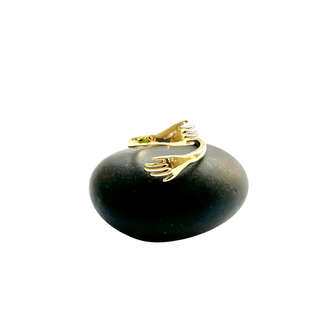 Brass Hugging Hands Ring