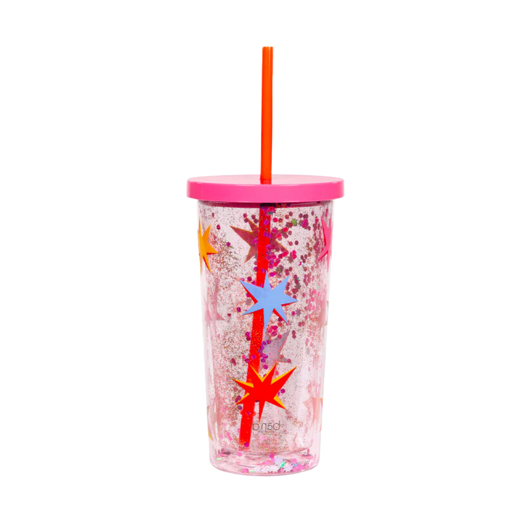 Starburst Glitter Bomb Sip Sip Tumbler with Straw