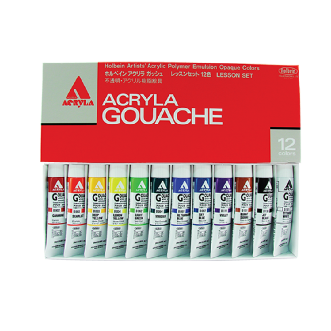 Holbein Acrylic Gouache Lesson Set of 12- 20ML