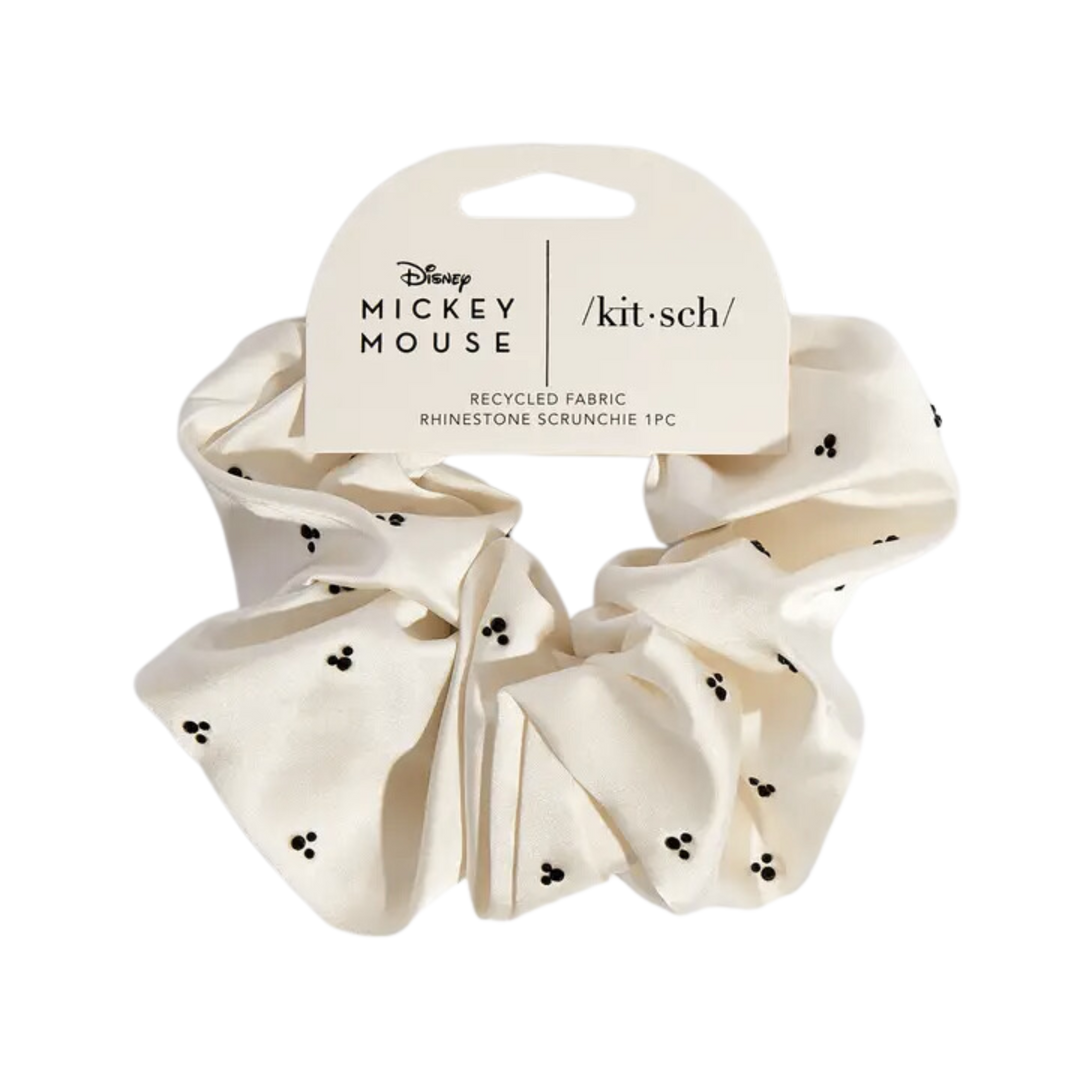 Kitsch & Mickey and Minnie Recycled Fabric Scrunchie - Cream