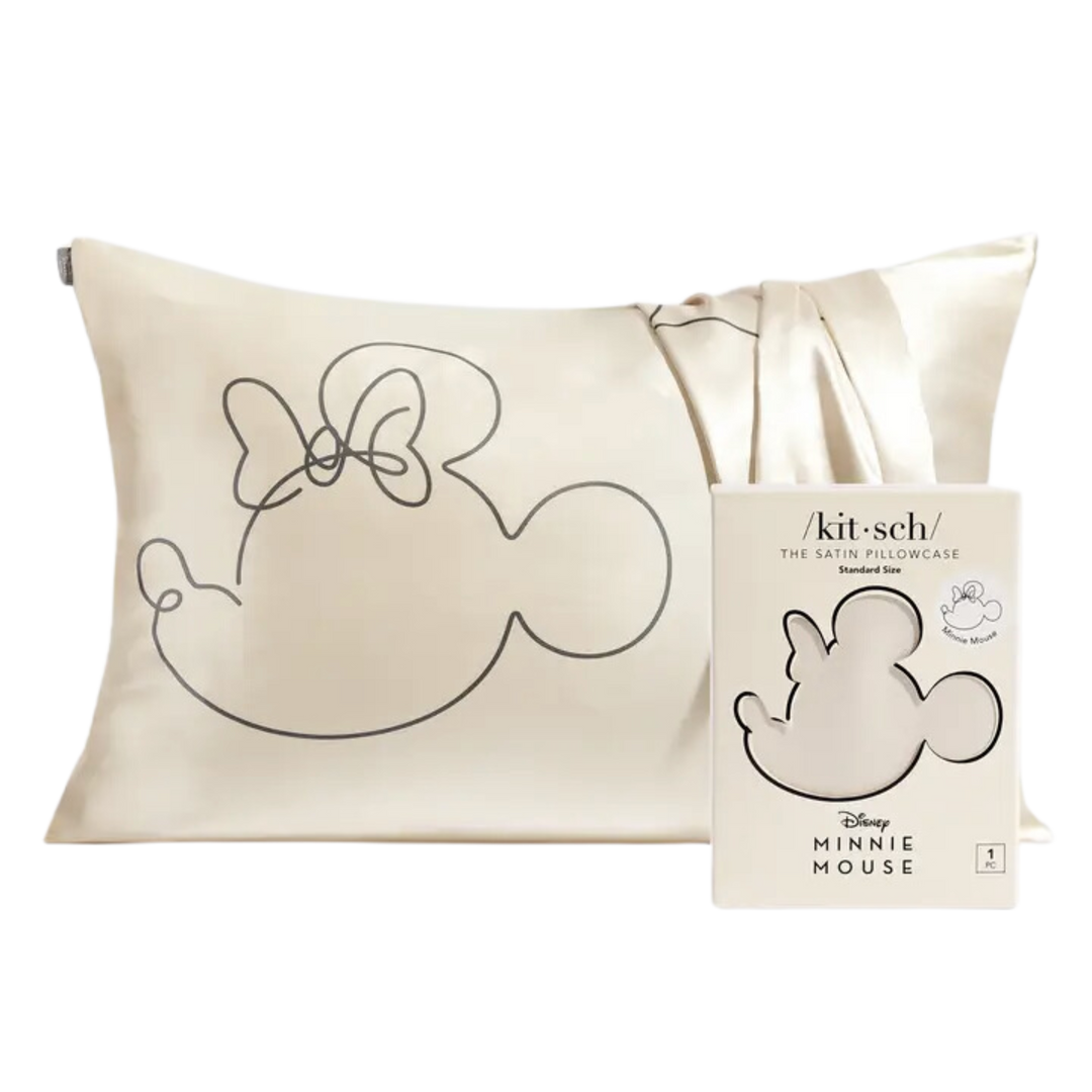 Kitsch & Mickey and Minnie Satin Pillowcase Mrs.Mouse-Cream