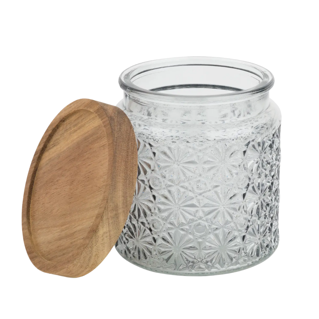 16.9oz Textured Glass Canister w/ Acacia Lid