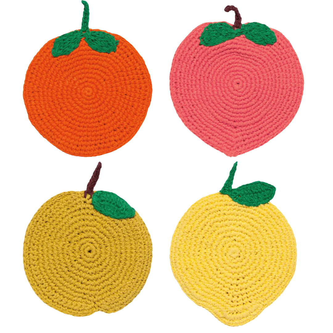 Fruit Crochet Coasters Set of 4 Assorted