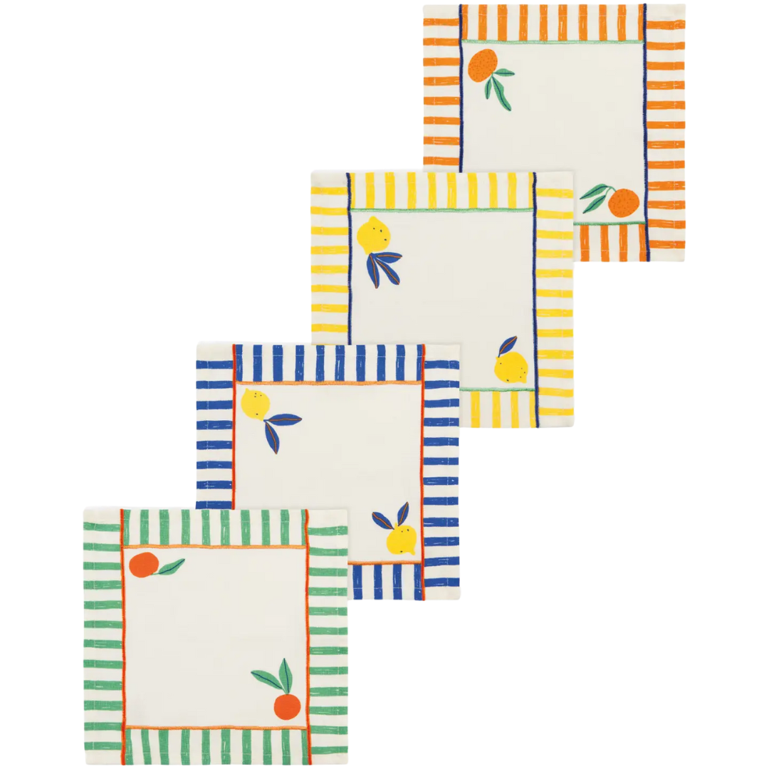 Citrus Burst Cocktail Napkins Set of 4 Assorted