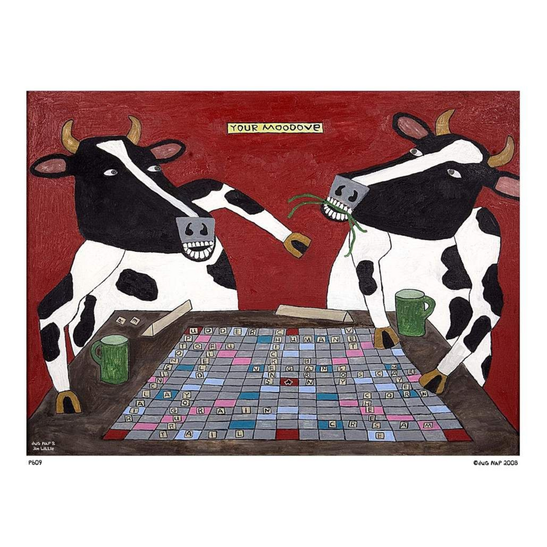 Cows Playing Scrabble Art Print (8.5"x11")