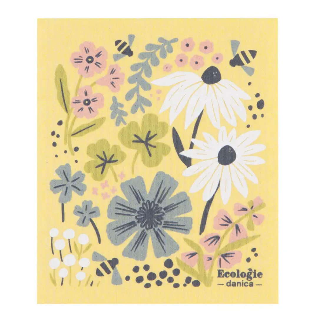Bees And Blooms Swedish Dishcloth