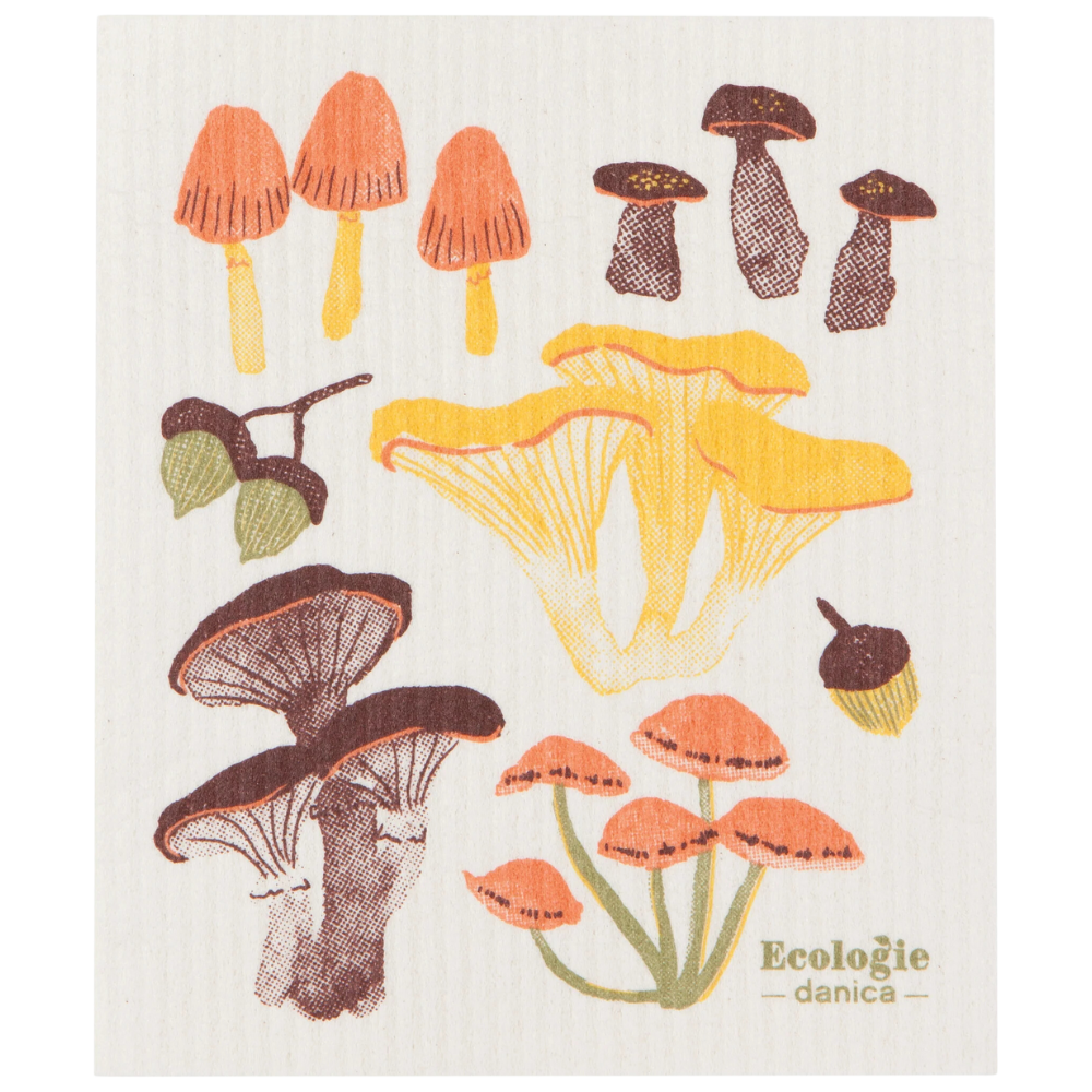 Field Mushrooms Swedish Sponge Cloth