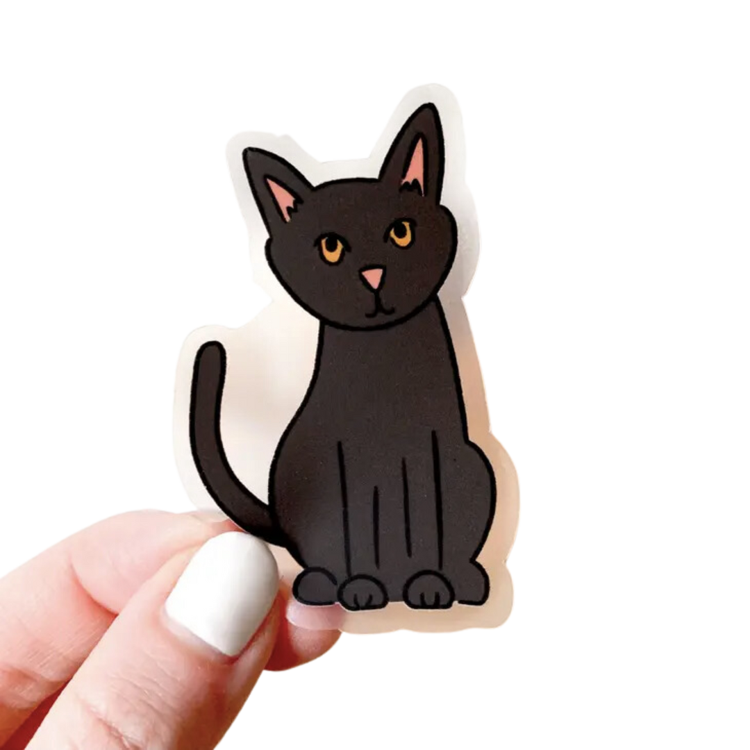 Clear Black Cat Sticker