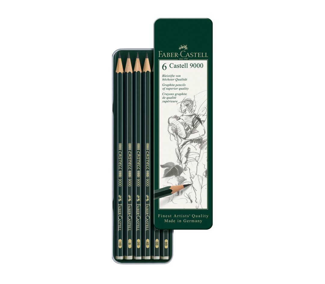 Castell 9000 Graphite Pencils for Drawing, Tin of 6