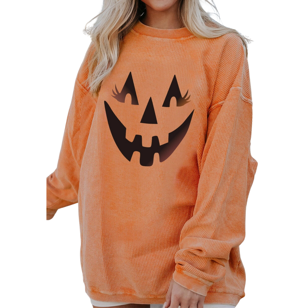 Pumpkin Smile Face Graphic Sweatshirt