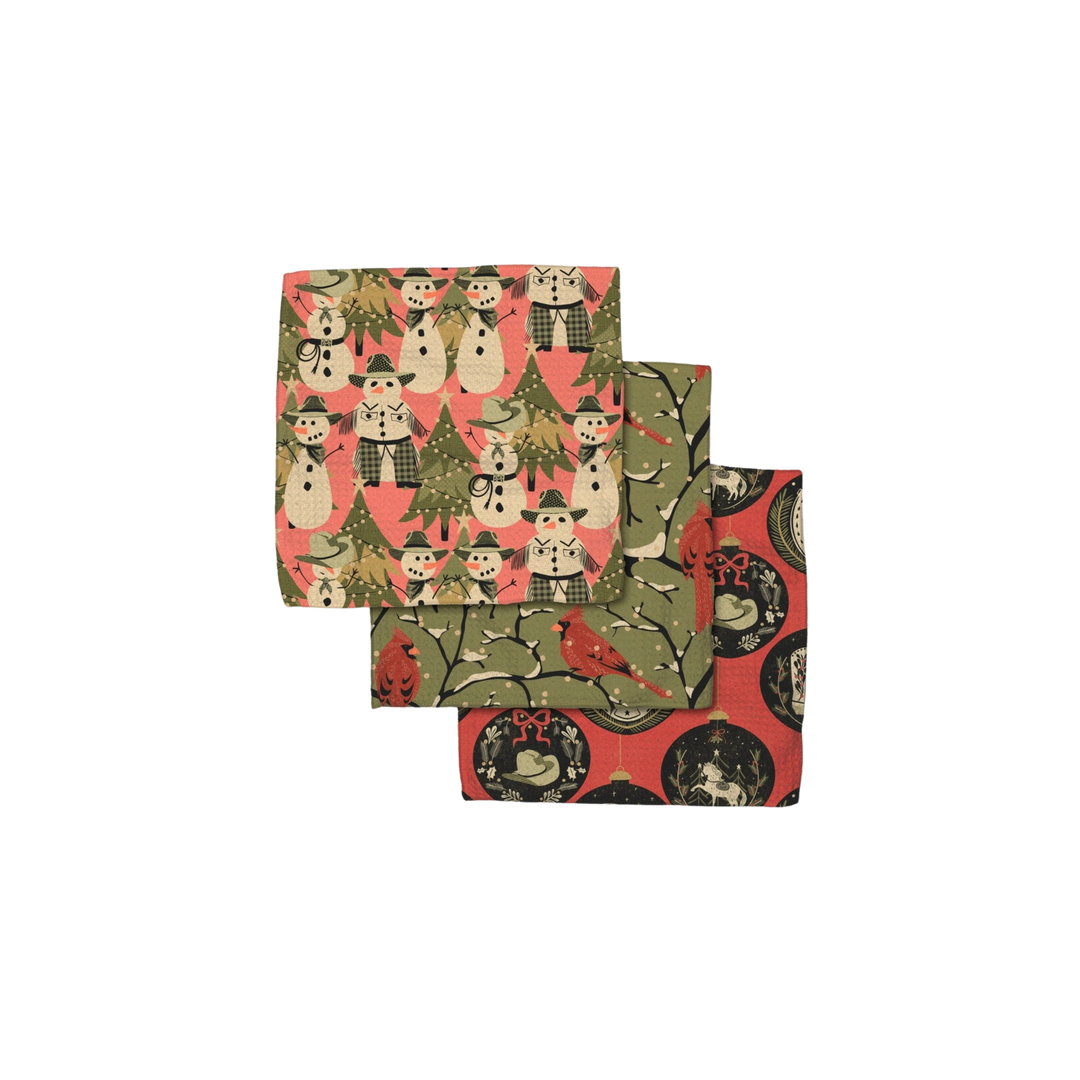 Cowboy Snowmen Dish Cloth Set