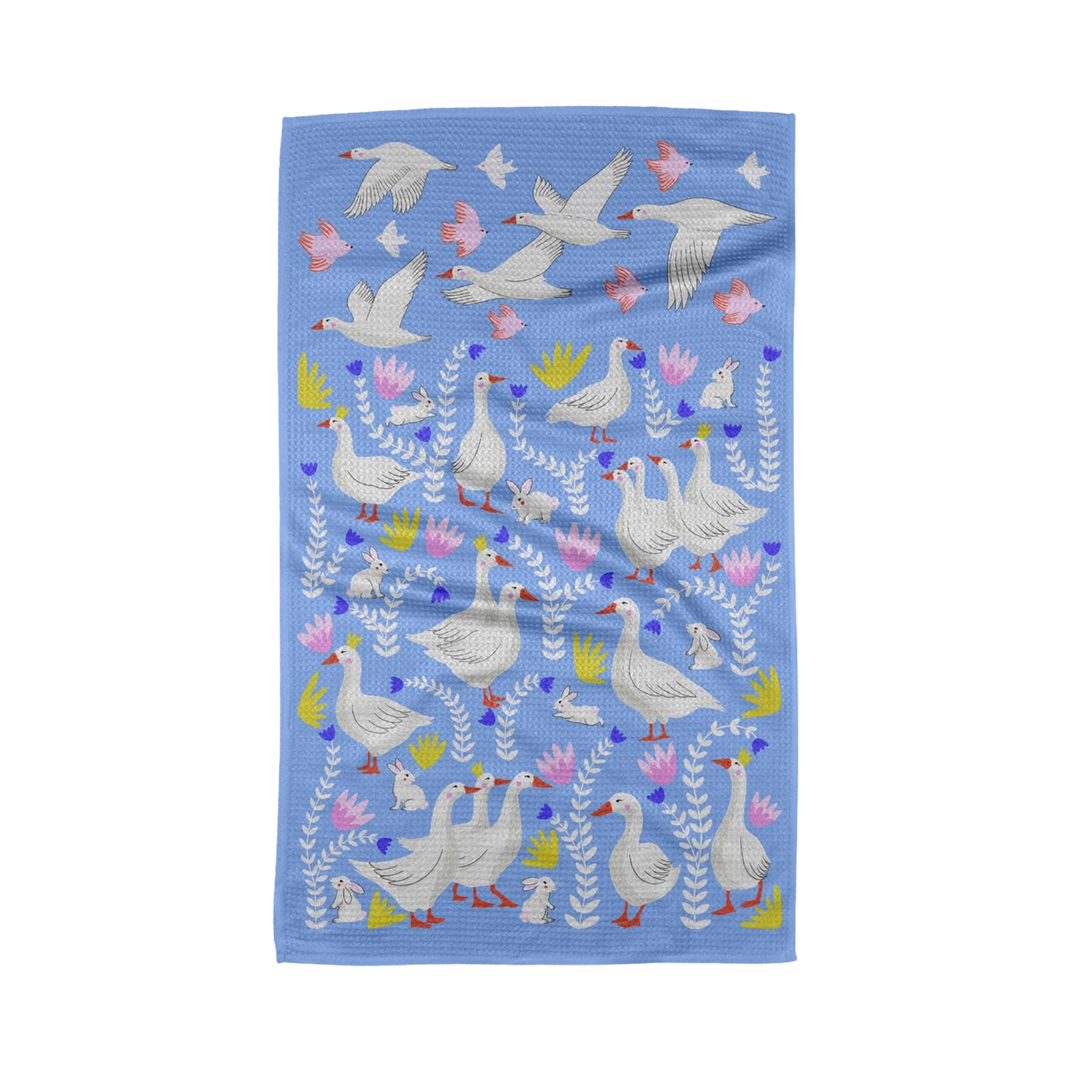 Geese Bunnies Tea Towel