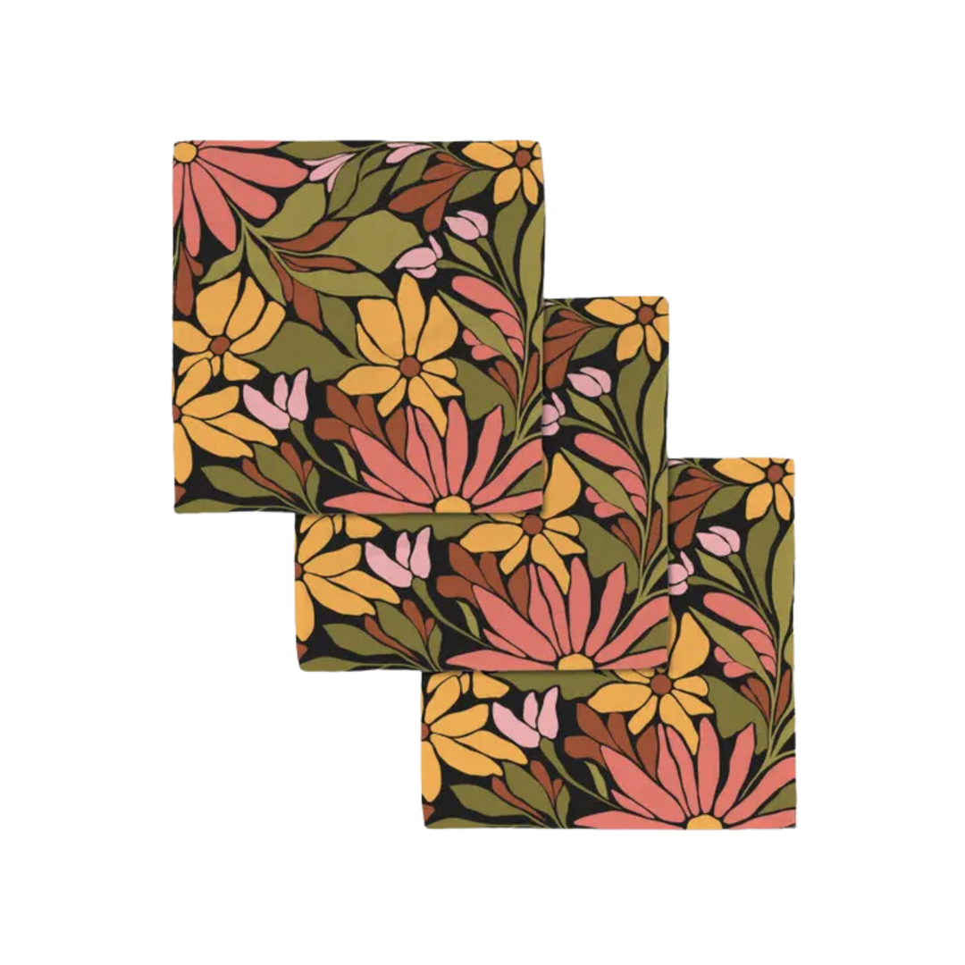 Blooming Black Luxe Washcloth Set