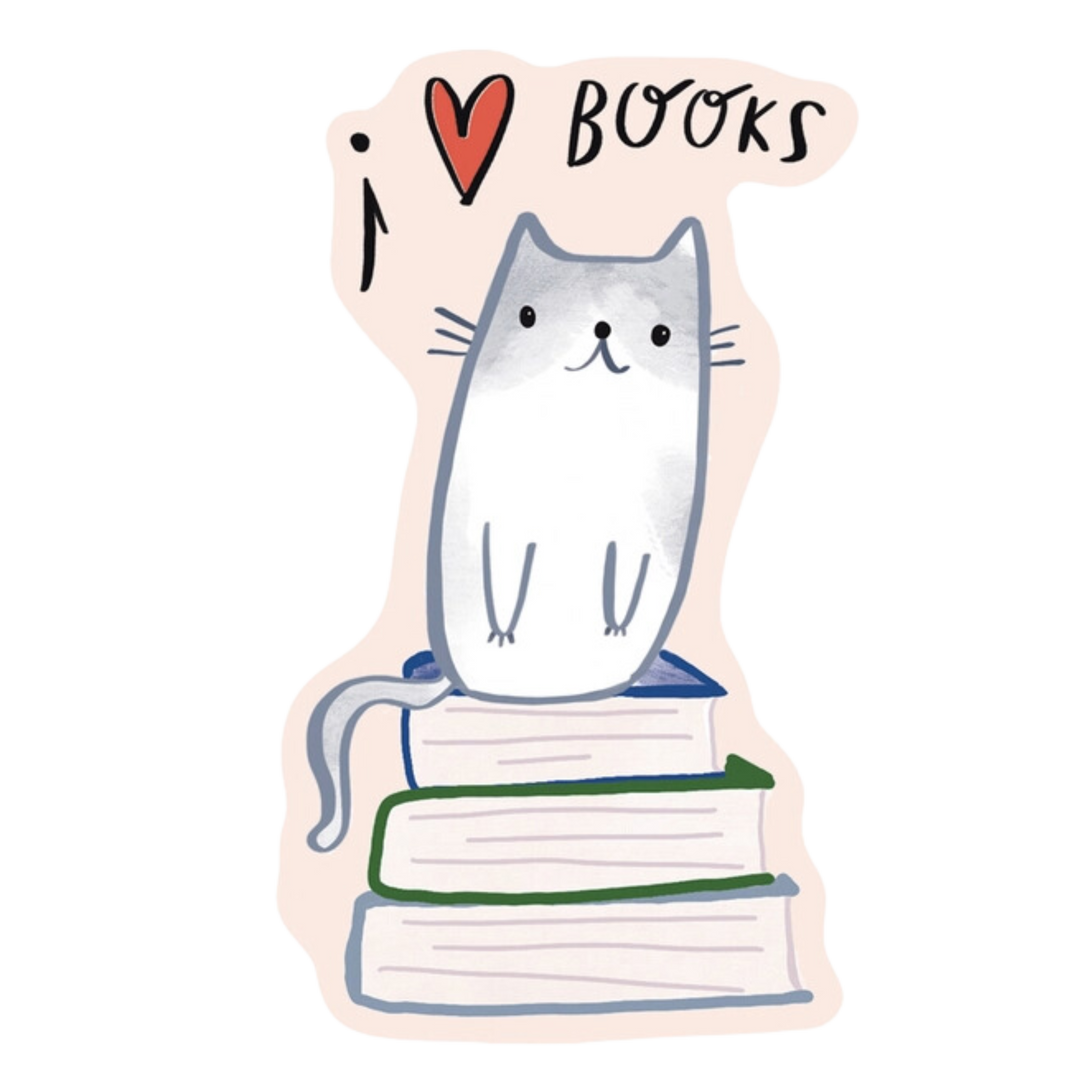 Cat Books Sticker