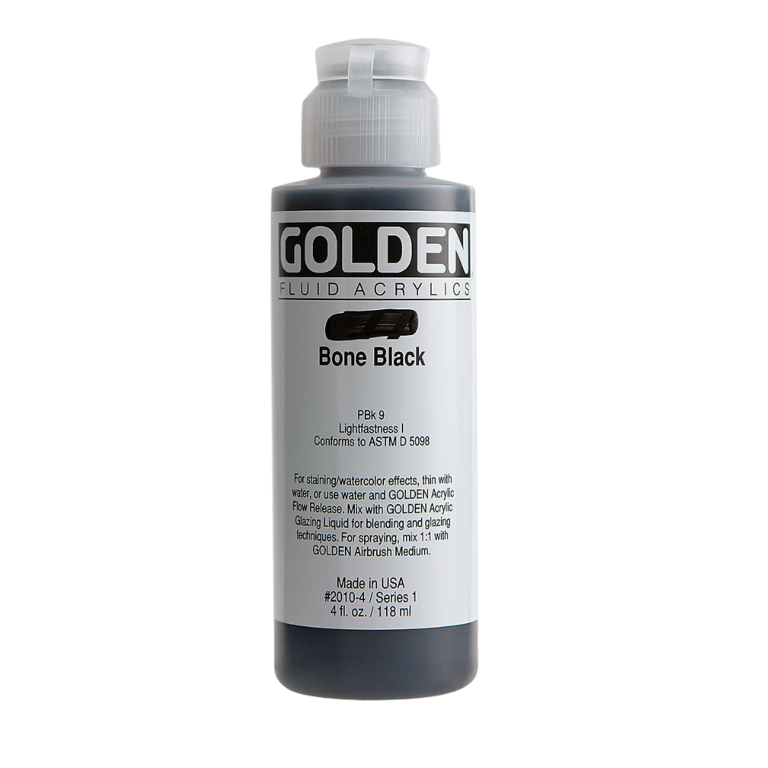 Fluid Bone Black Acrylic Paint 4oz