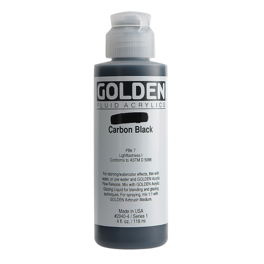 Fluid Carbon Black Acrylic Paint 4oz