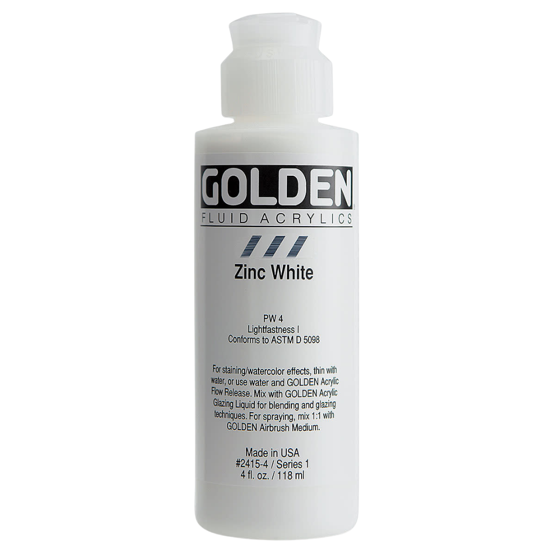 Fluid Zinc White Acrylic Paint 4oz