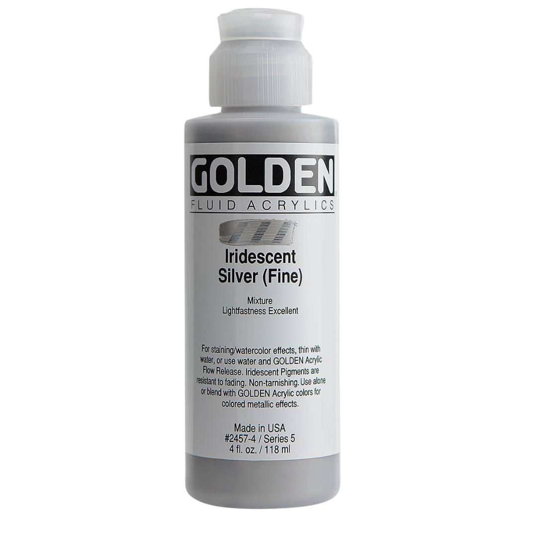 Fluid Iridescent Silver (Fine) Acrylic Paint 4oz