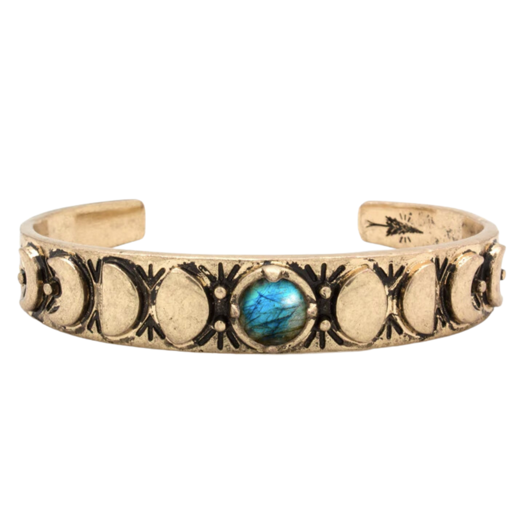 Moon Phases Cuff Bracelet | Labradorite