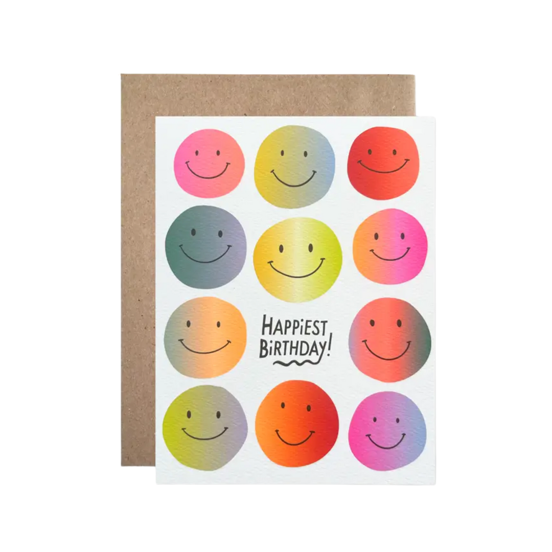 Happiest Birthday Neon Gradient Smiles