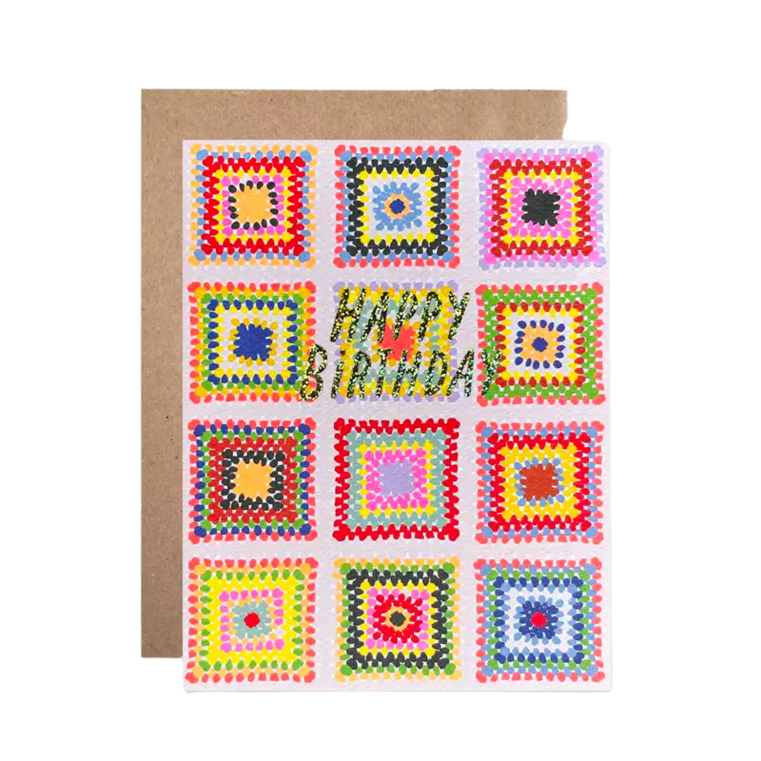 Happy Birthday Crochet Quilt Card