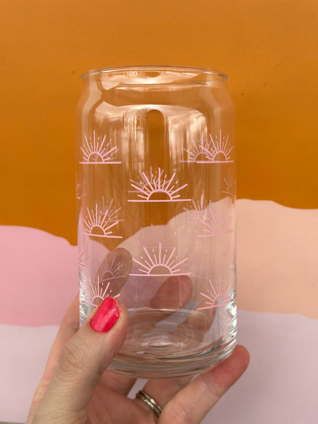 Pink Sun Glass Can - 16 oz