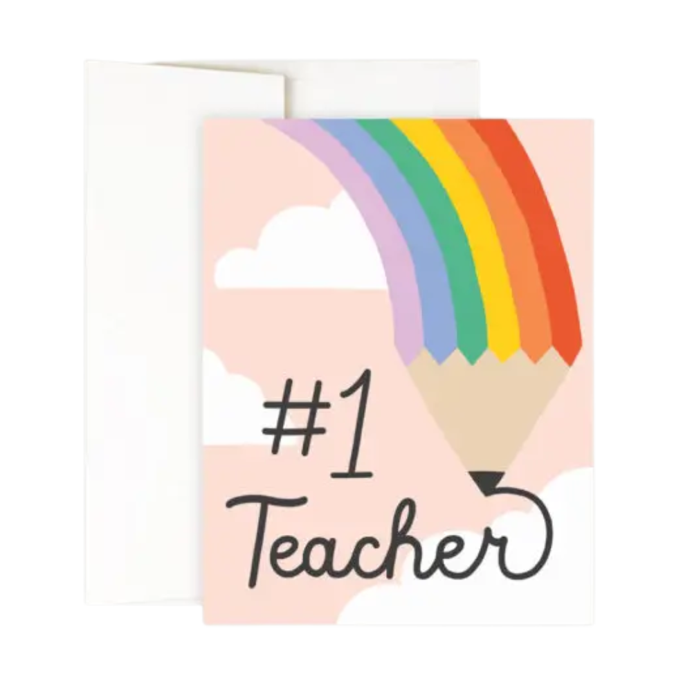 Rainbow Pencil Teacher Card