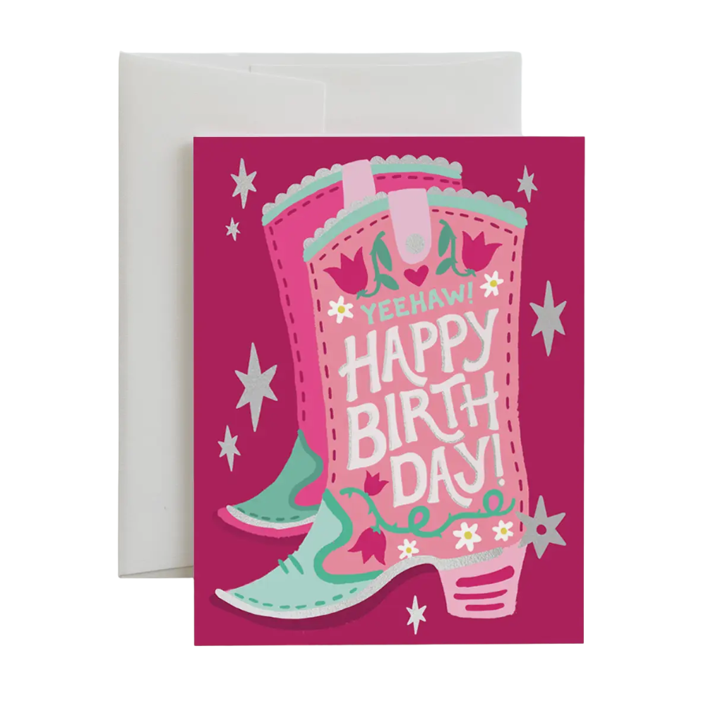Cowgirl Boot Birthday Card