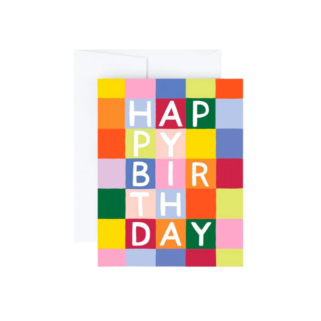 Rainbow Checks Birthday Card