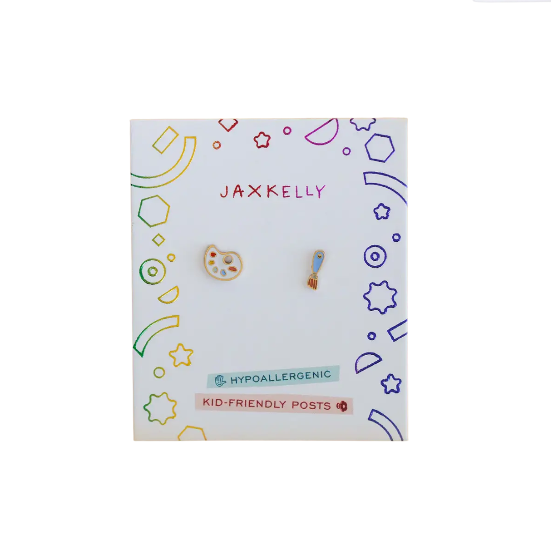 Artist Palette Enamel Flat Back Earrings
