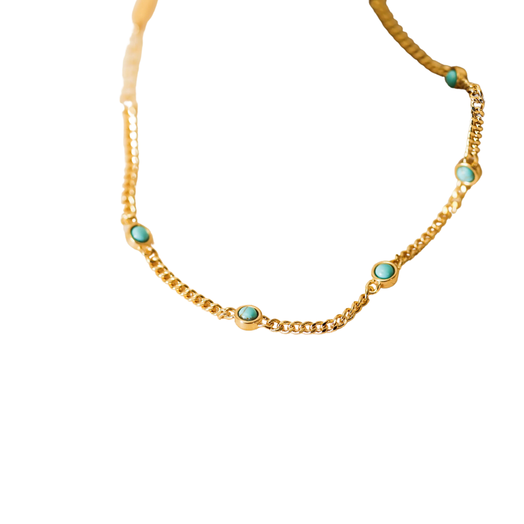 Turquoise Gemstone Bracelet - 18k Gold Plated