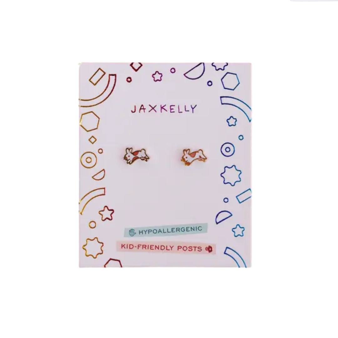 Bunny Enamel Flat Back Kids Earrings