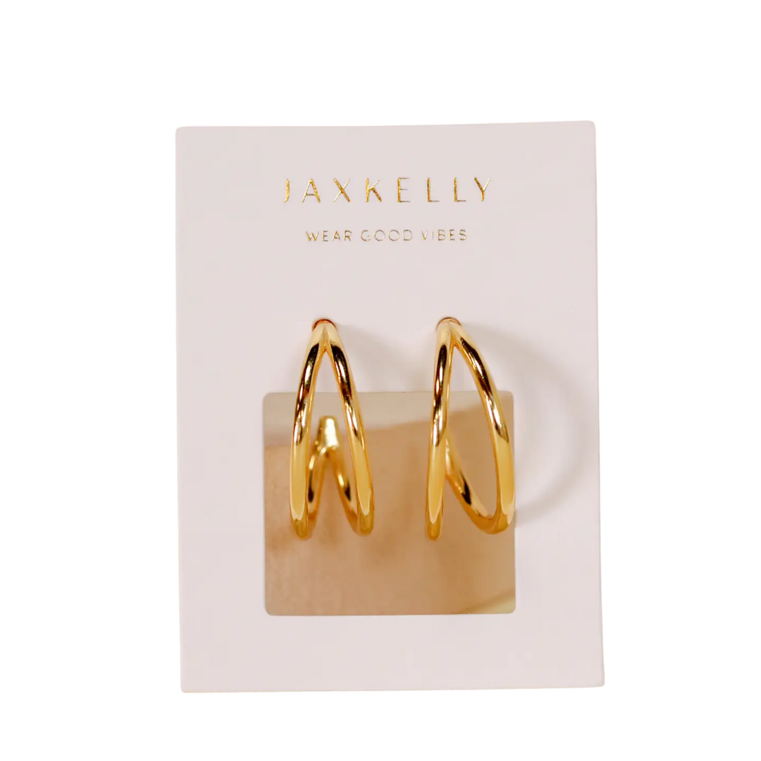 Illusion Double Hoop - Gold Earrings