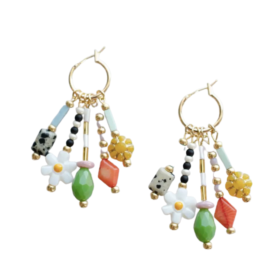 Della - Colorful Beaded Charm Earrings