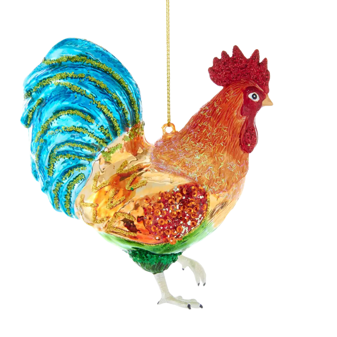 Glass Rooster Ornament