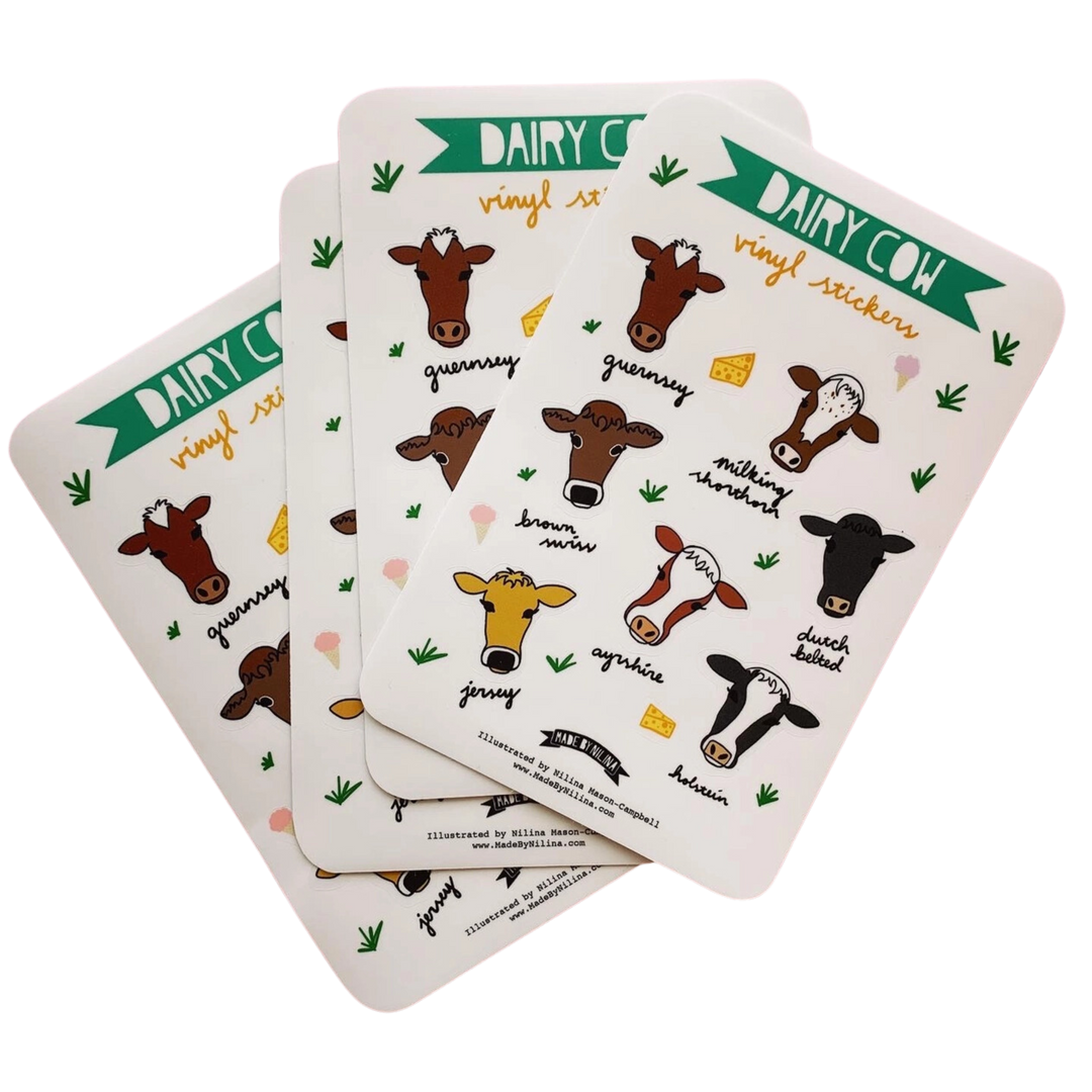 Dairy Cow Vinyl Sticker Sheet