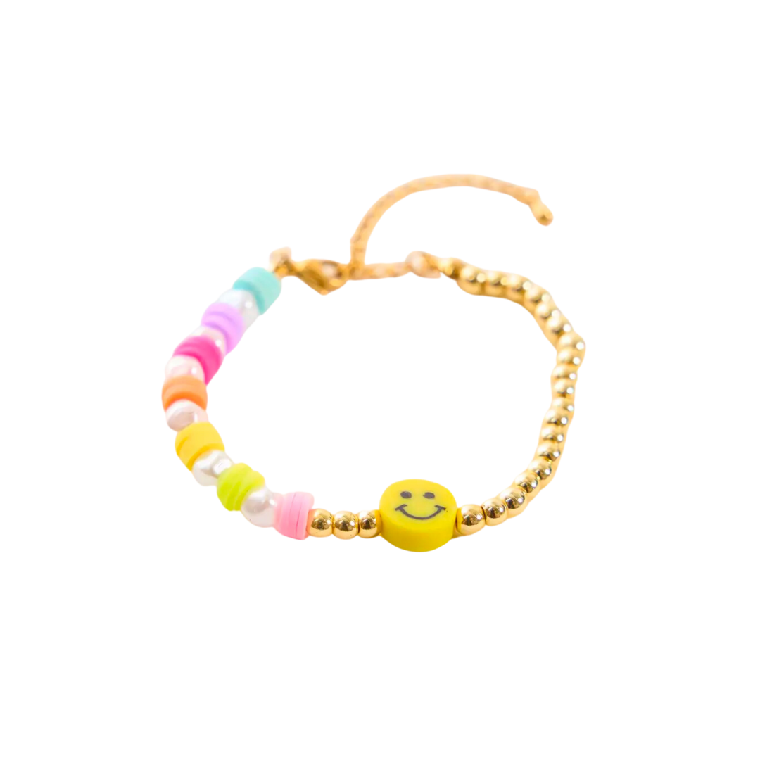 Pearl & Gold Smiley Face Bracelet