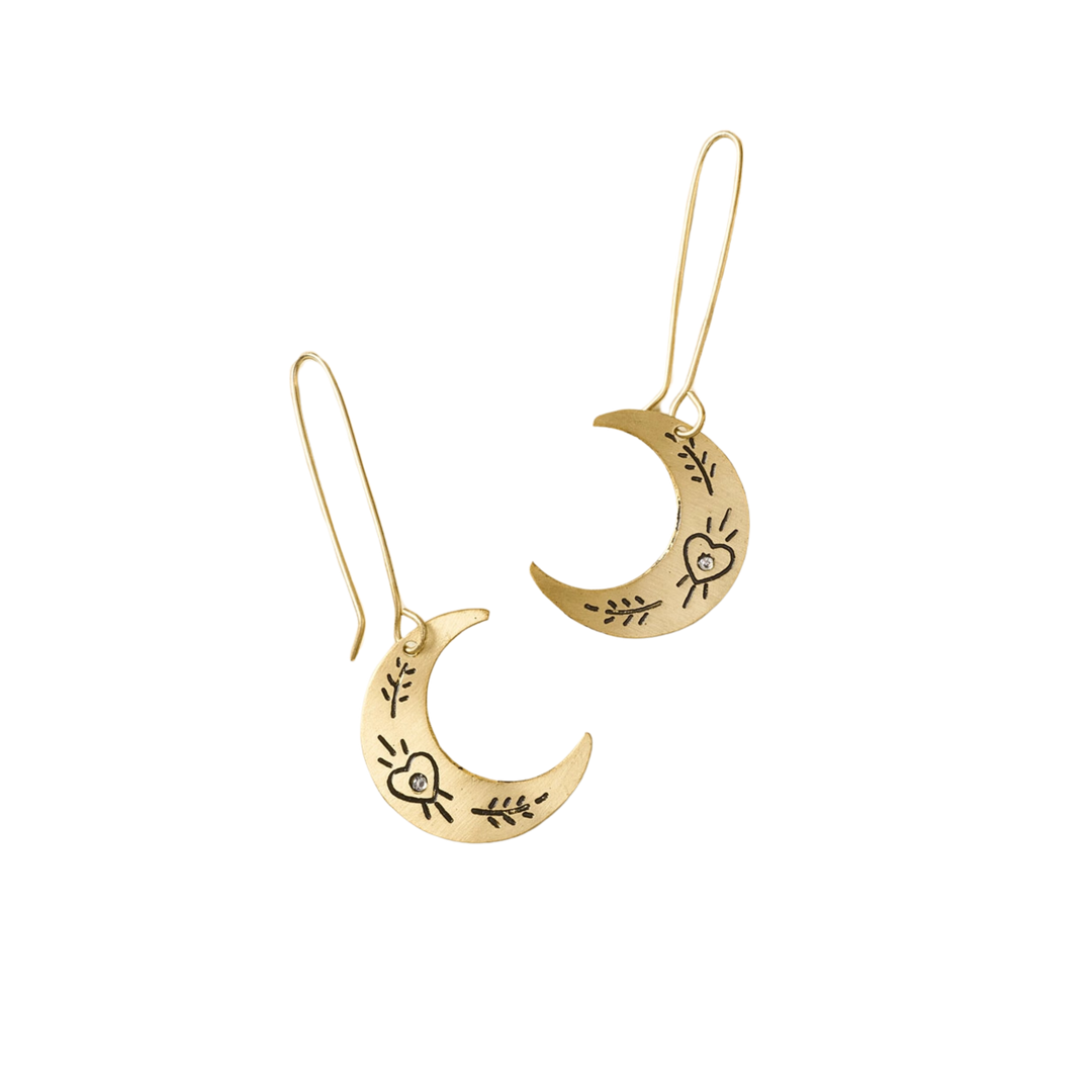 Ruchi Crescent Moon Gold Dangle Earrings
