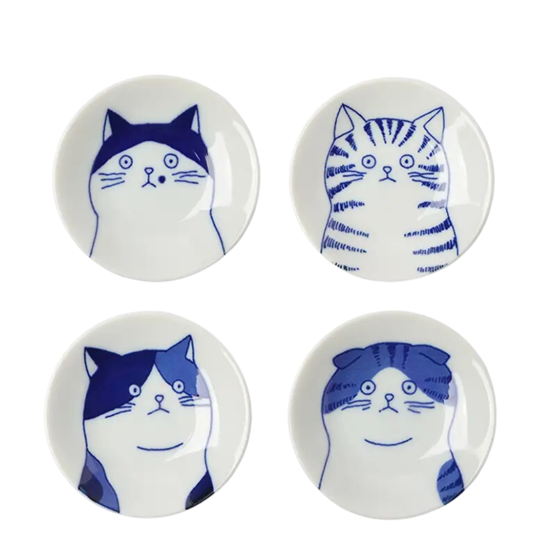 Cat Face Small Plate 3" Set/4